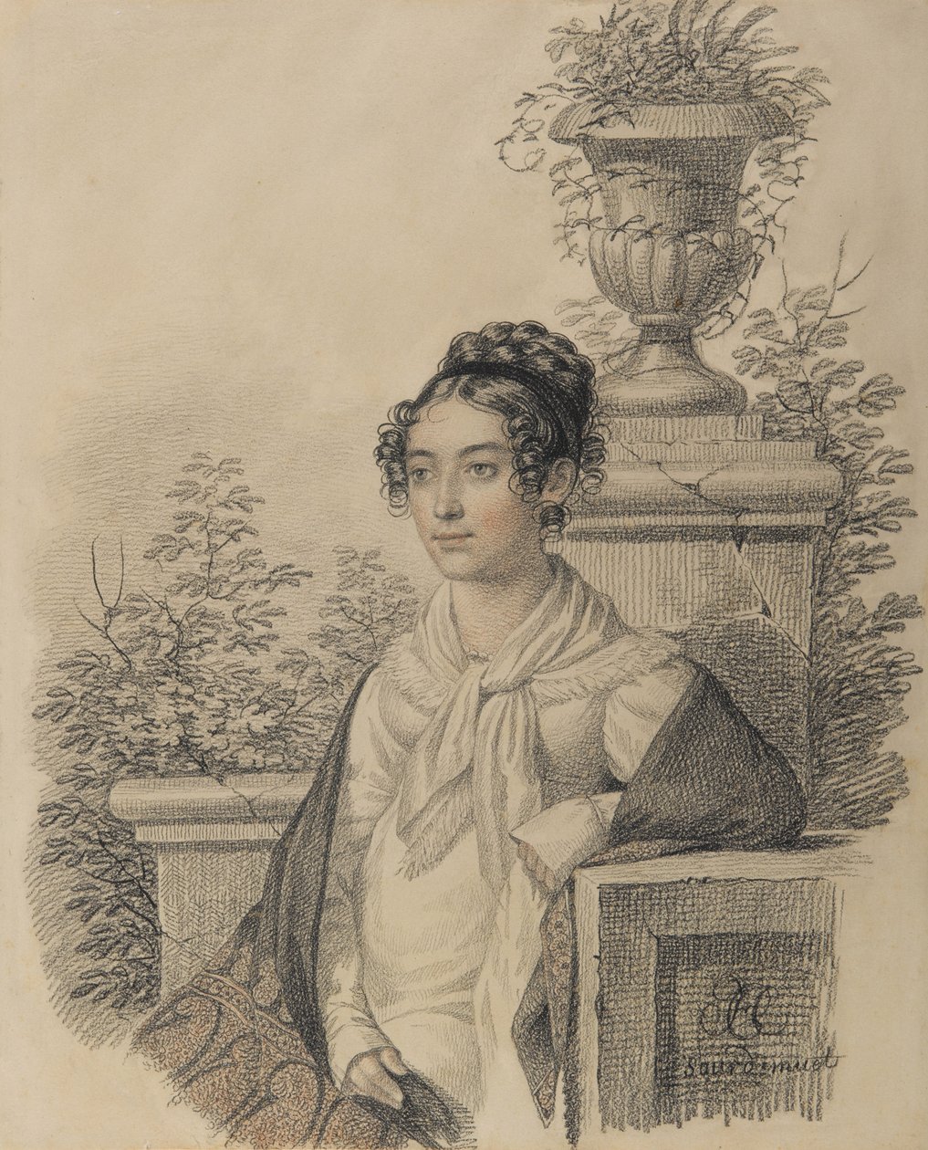 Portrett av Olga Nikolaevna Kokoshkina, født Rezanova 1802-1828, mellom 1824 og 1828. av Carl von Hampeln