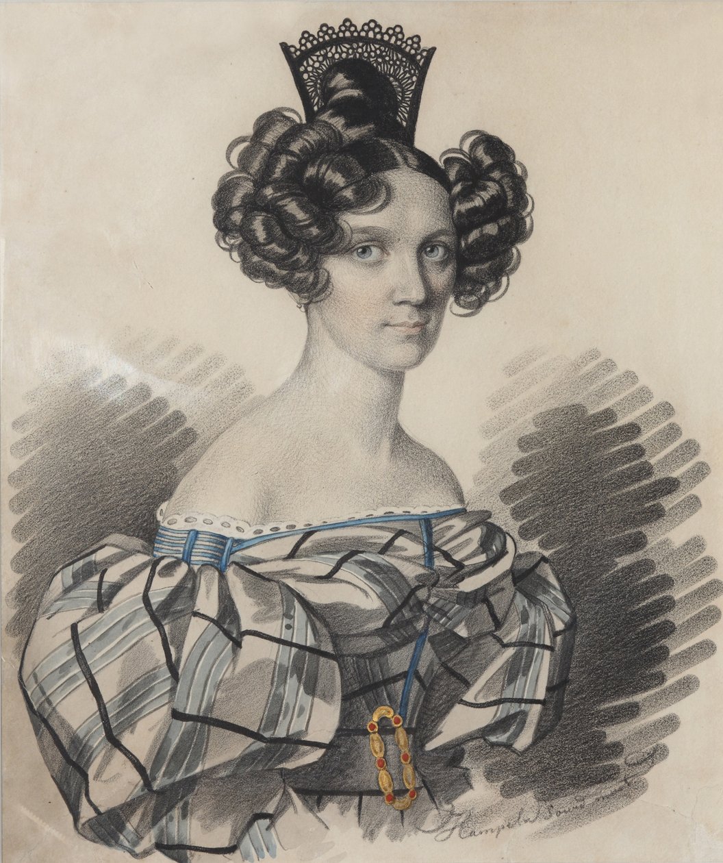 Portrett av Olga Nikolaevna Talyzina, født Zubova 1803-1882, tidlig på 1830-tallet. av Carl von Hampeln