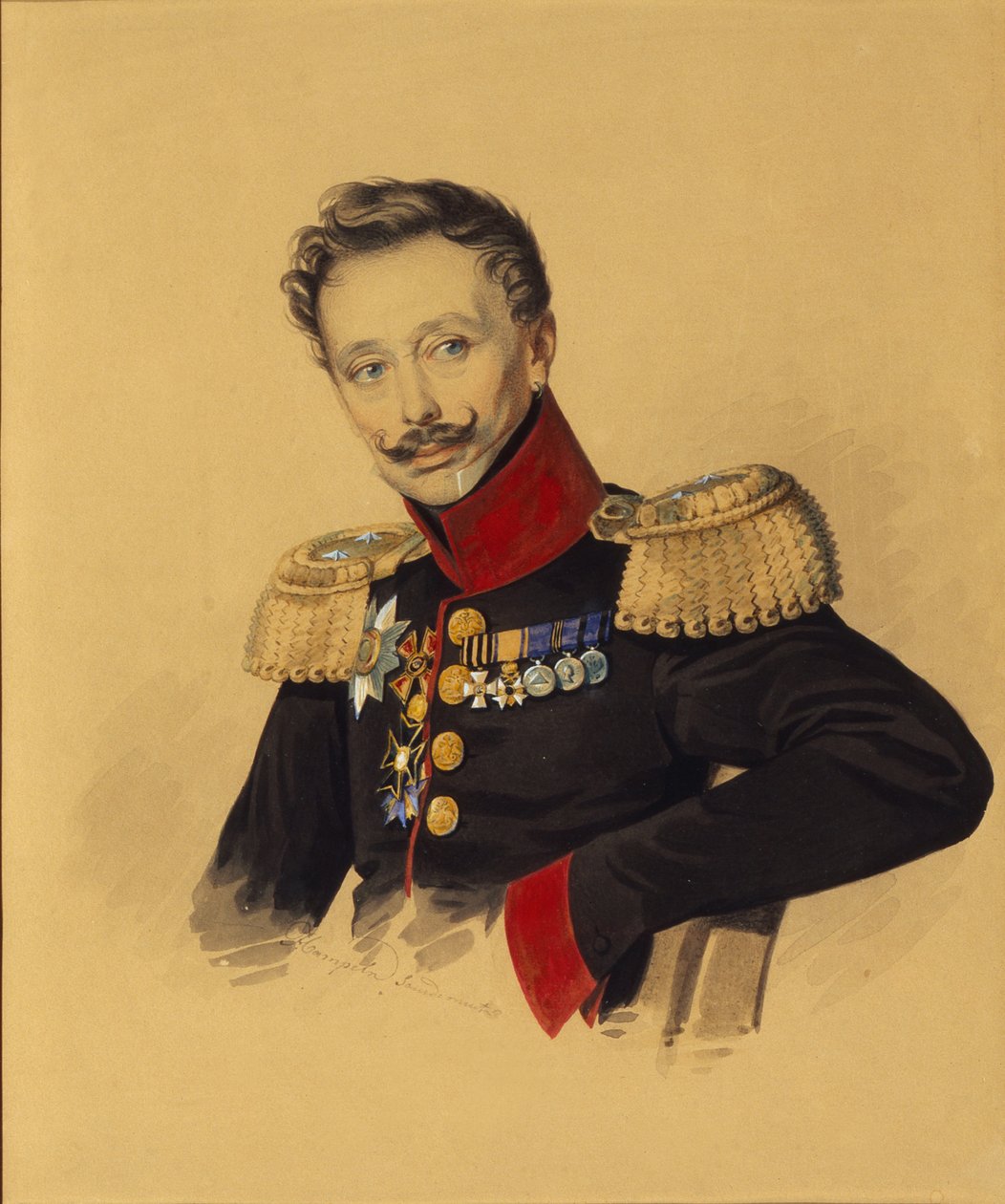 Portrett av prins Fjodor Fjodorovich Gagarin 1786-1863, 1830-tallet av Carl von Hampeln
