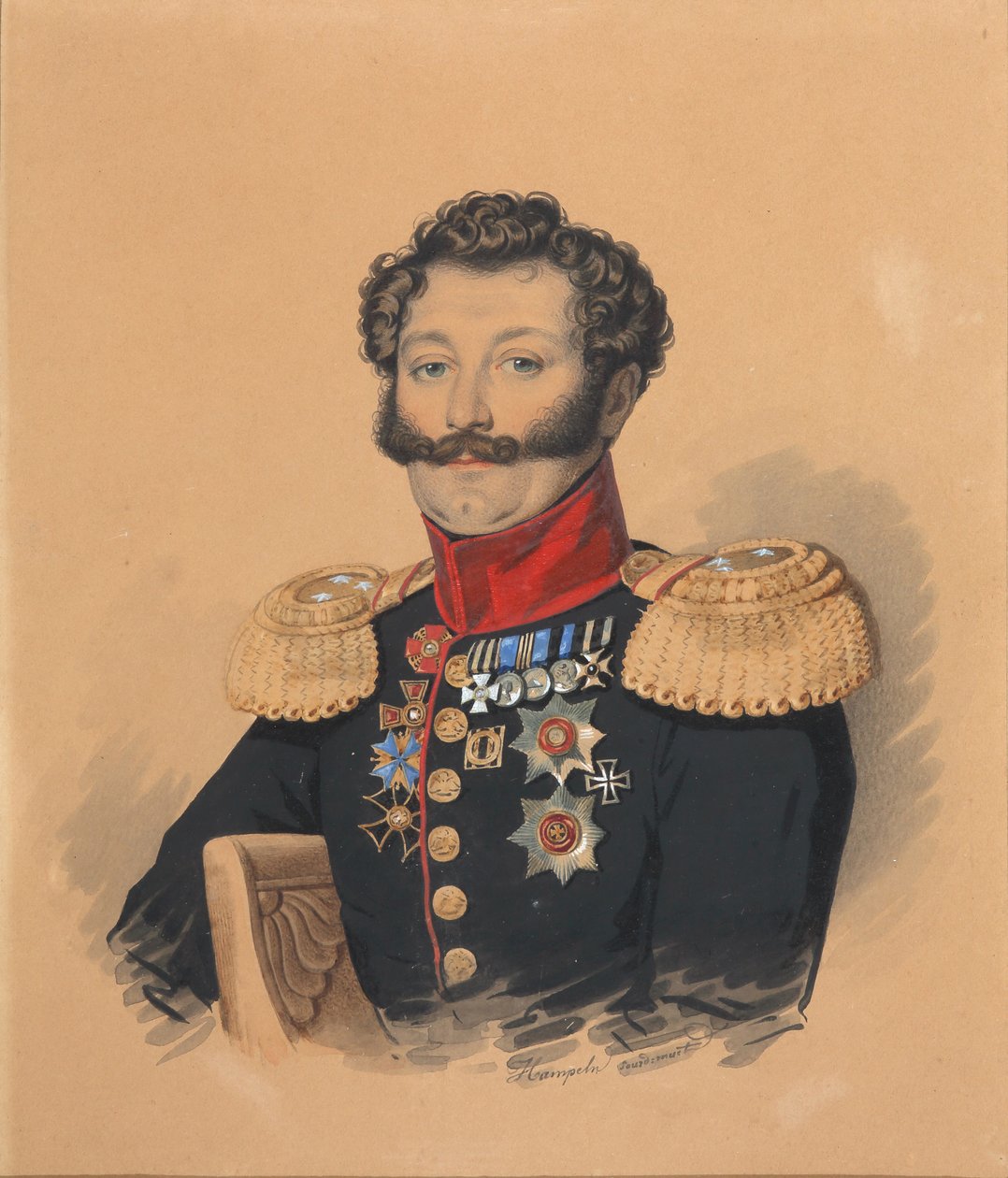 Portrett av prins Stepan Alexandrovich Khilkov 1785-1854, etter 1832. av Carl von Hampeln