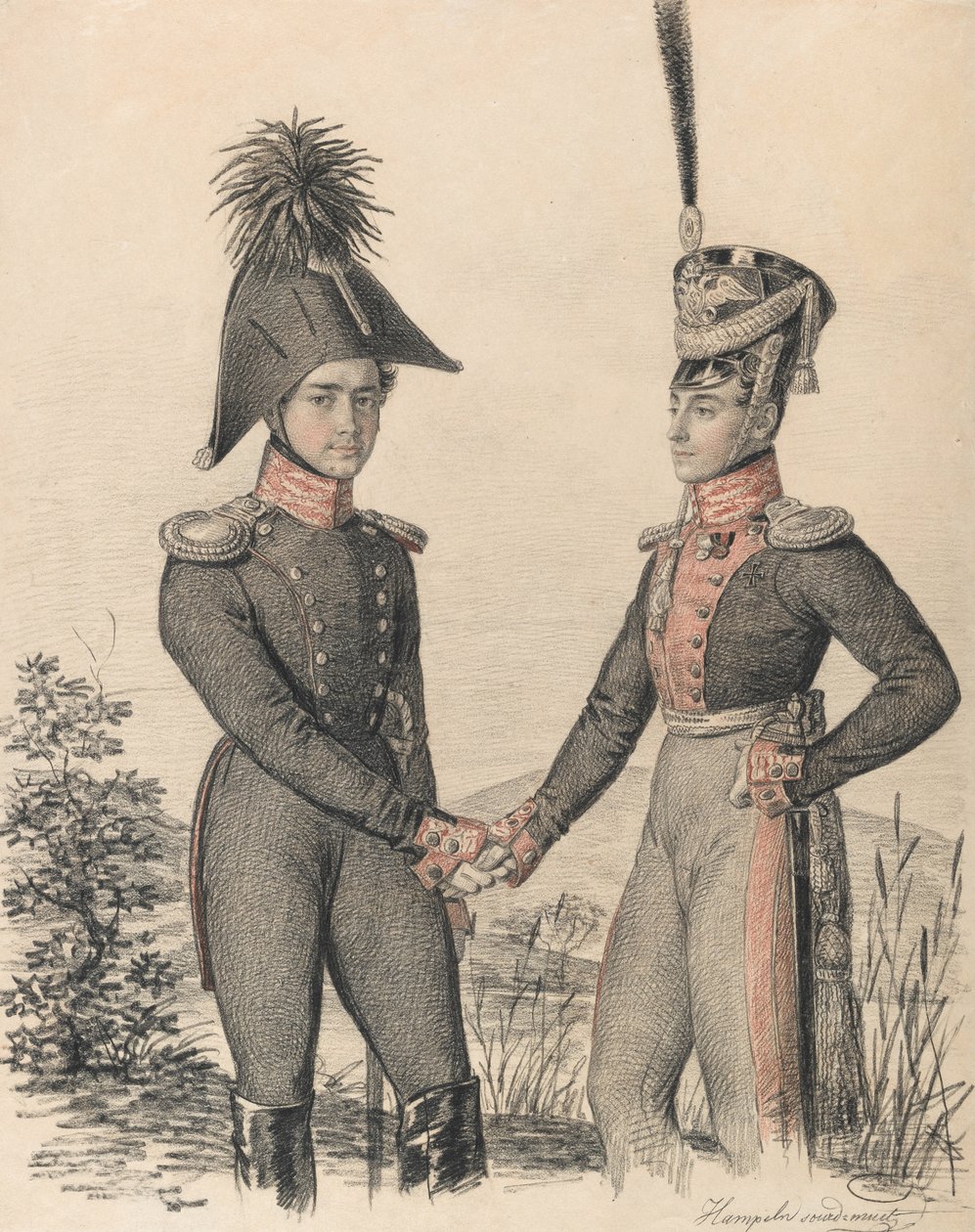 Portrett av Pyotr Petrovich Esipov 1797-1876 og Pavel Yakovlevich de Witte 1796-1864, tidlig i 182 av Carl von Hampeln
