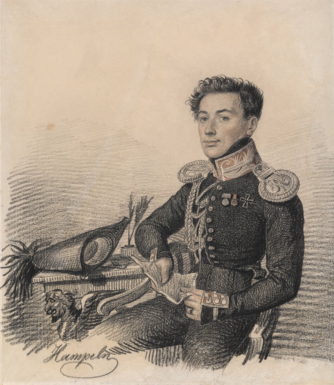 Portrett av Sergei Alexandrovich Kokoshkin 1795-1861, 1820. av Carl von Hampeln