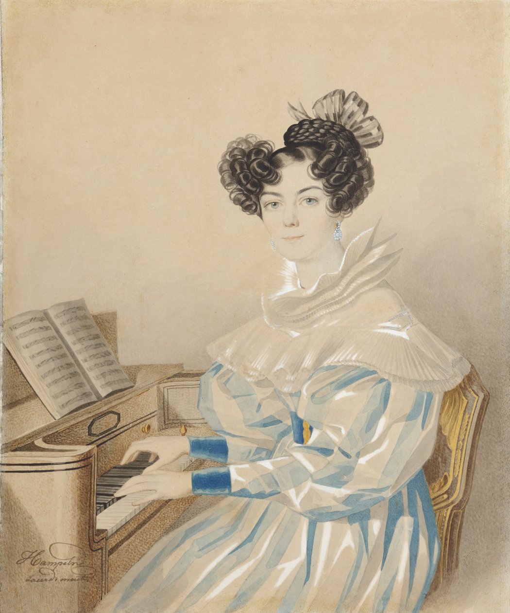 Portrett av Tatiana Petrovna Lvova 1789-1848, født Poltoratskaya, 1820-årene. av Carl von Hampeln