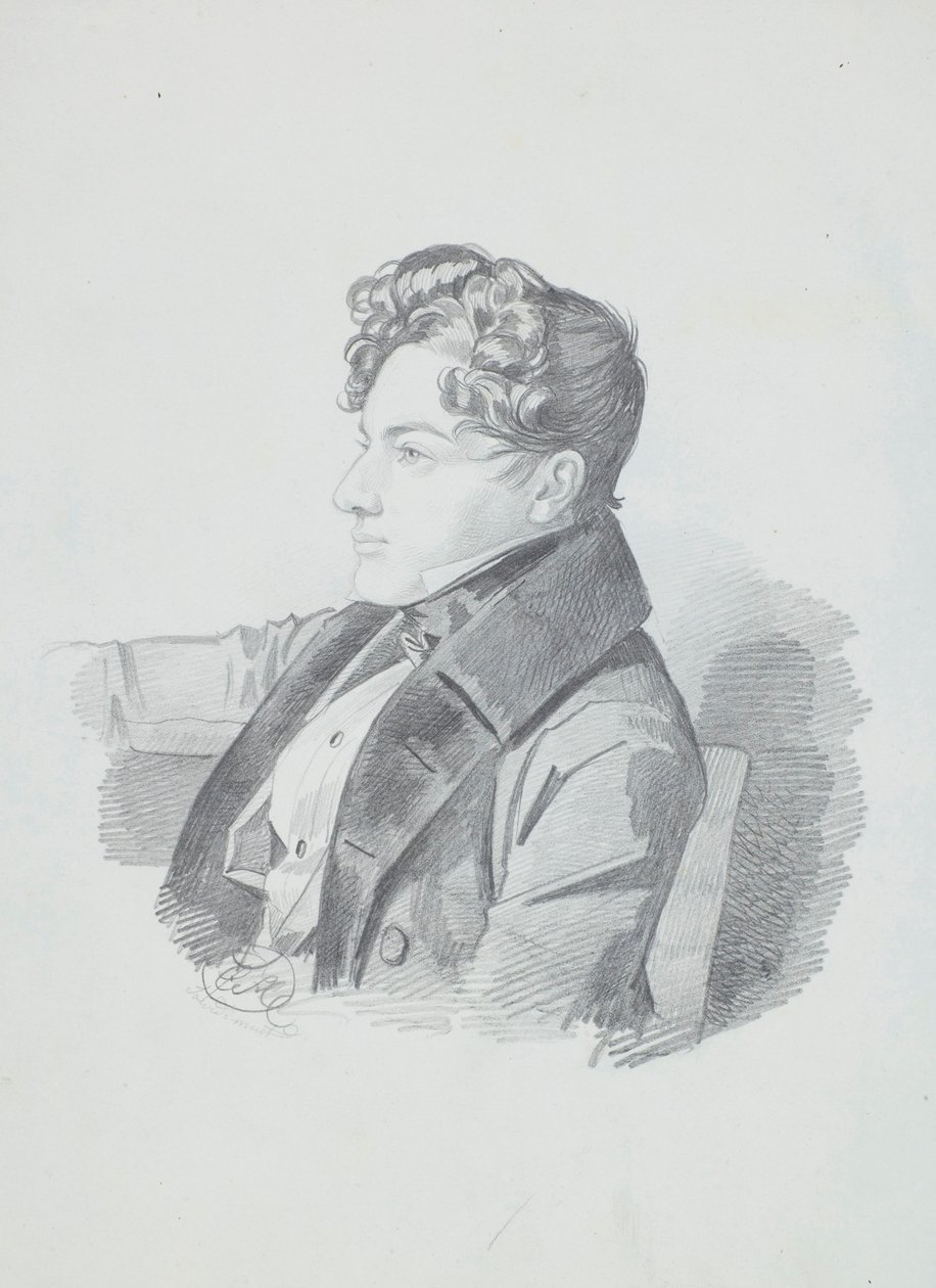 Portrett av Vasily Viktorovich Kochubey 1812-1850, ca. 1832. av Carl von Hampeln