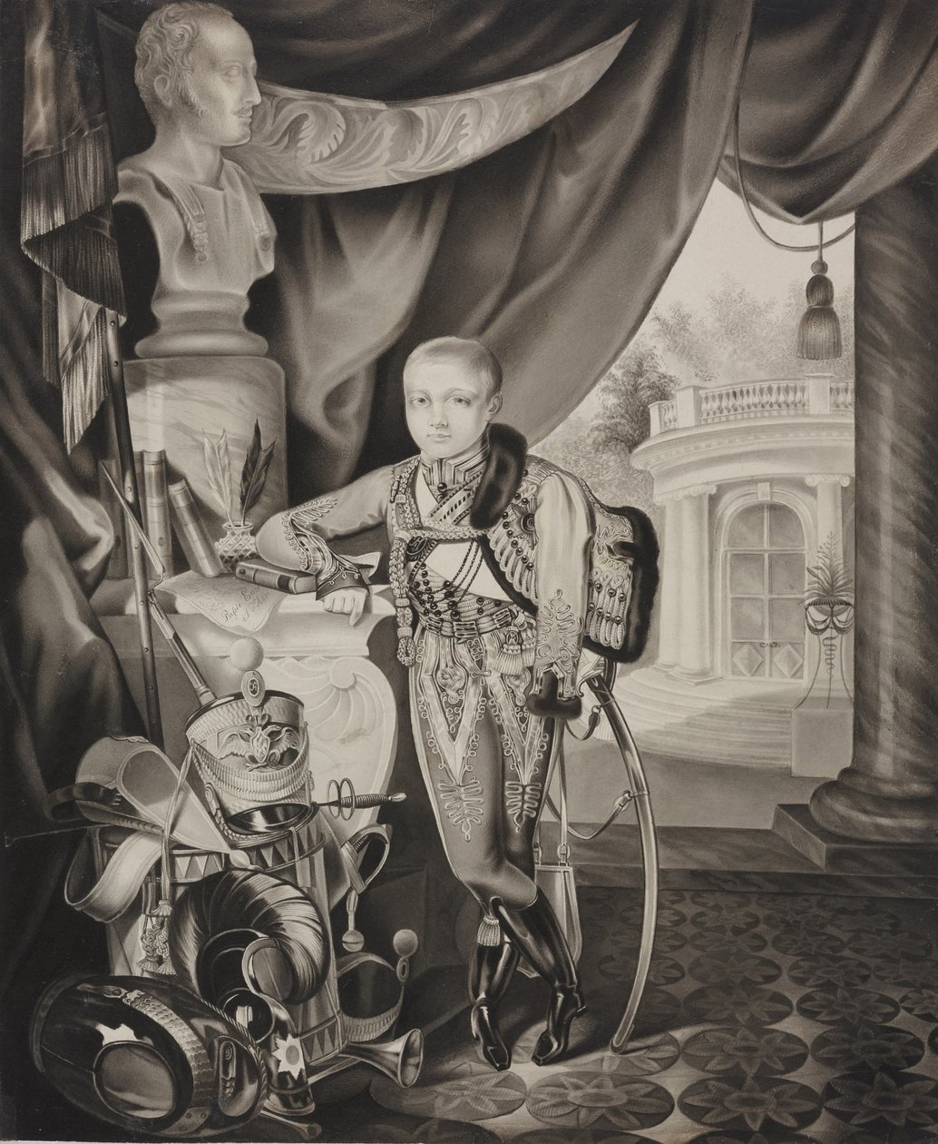 Portrett av kronprinsen Alexander Nikolayevich 1818-1881, 1827. av Carl von Hampeln