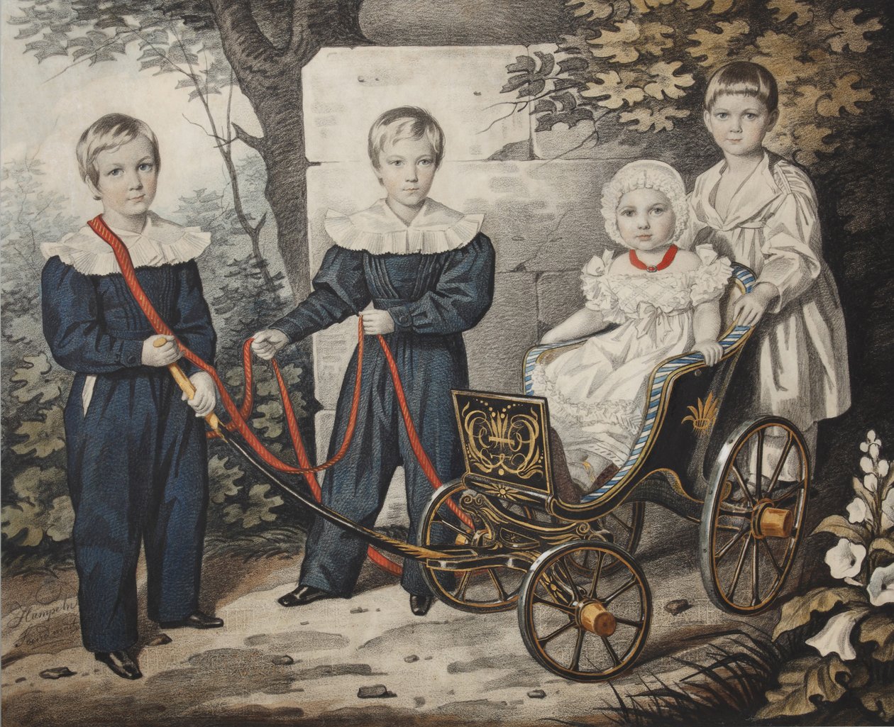Portrett av Talyzin-barna, tidlig på 1830-tallet. av Carl von Hampeln
