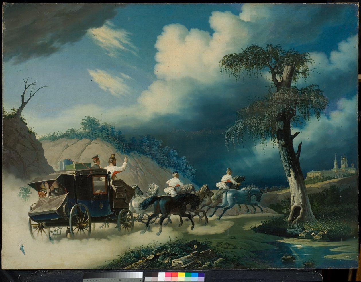 Troika under et tordenvær, 1830-årene. av Carl von Hampeln