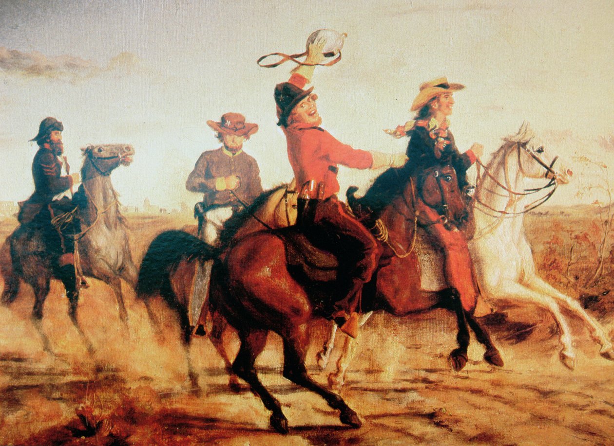 Terry's Texas Rangers, ca. 1845 (olje på lerret) av Carl von Iwonski