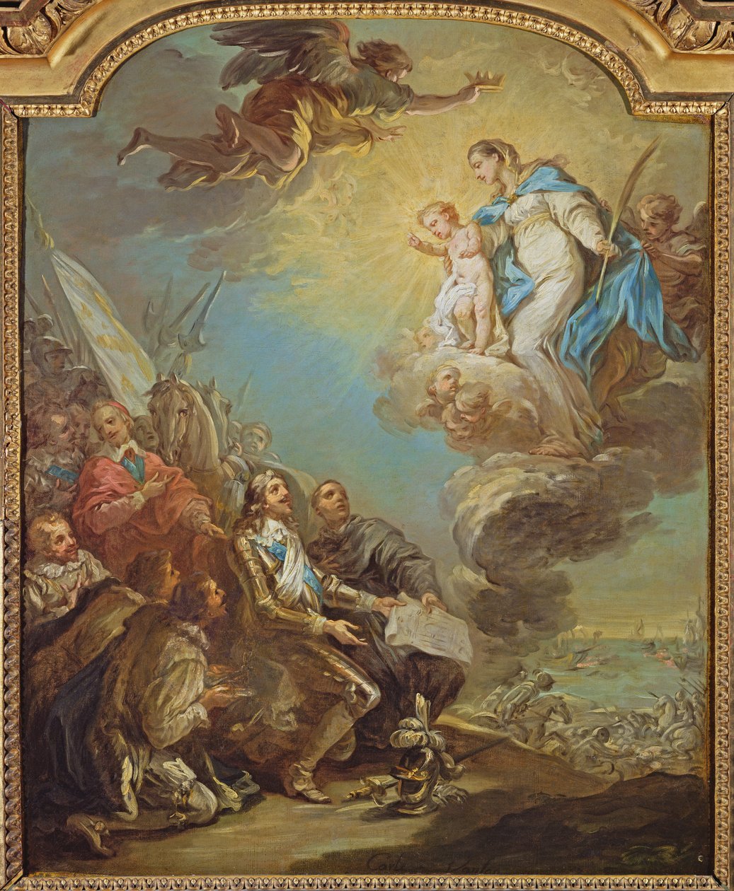 Studie for Ludvig XIII (1601-43) Vide kirken Notre-Dame-des-Victoires til jomfruen i 1629, før 1748 av Carle van Loo