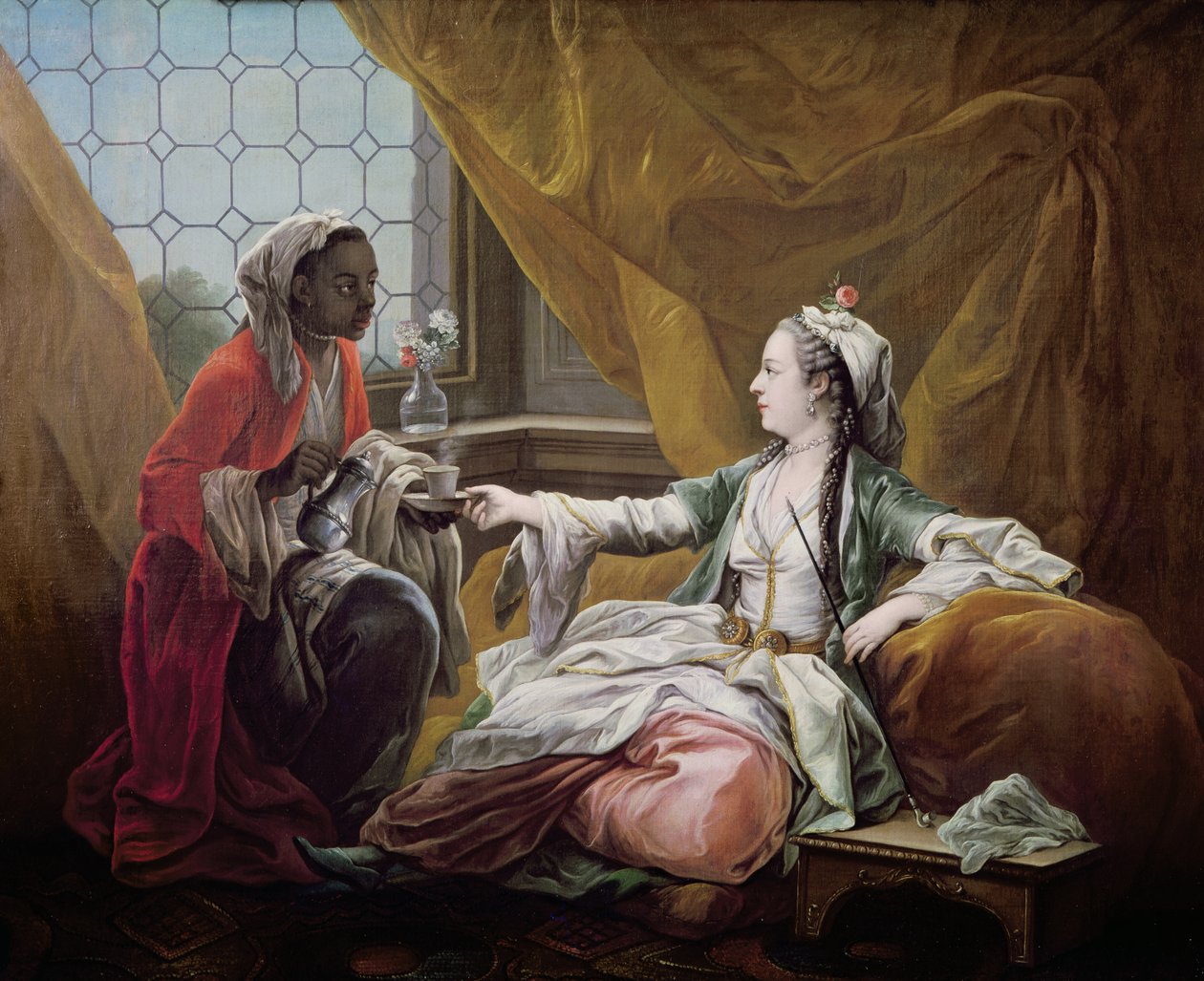 Sultana blir tilbudt kaffe av en tjener av Carle van Loo