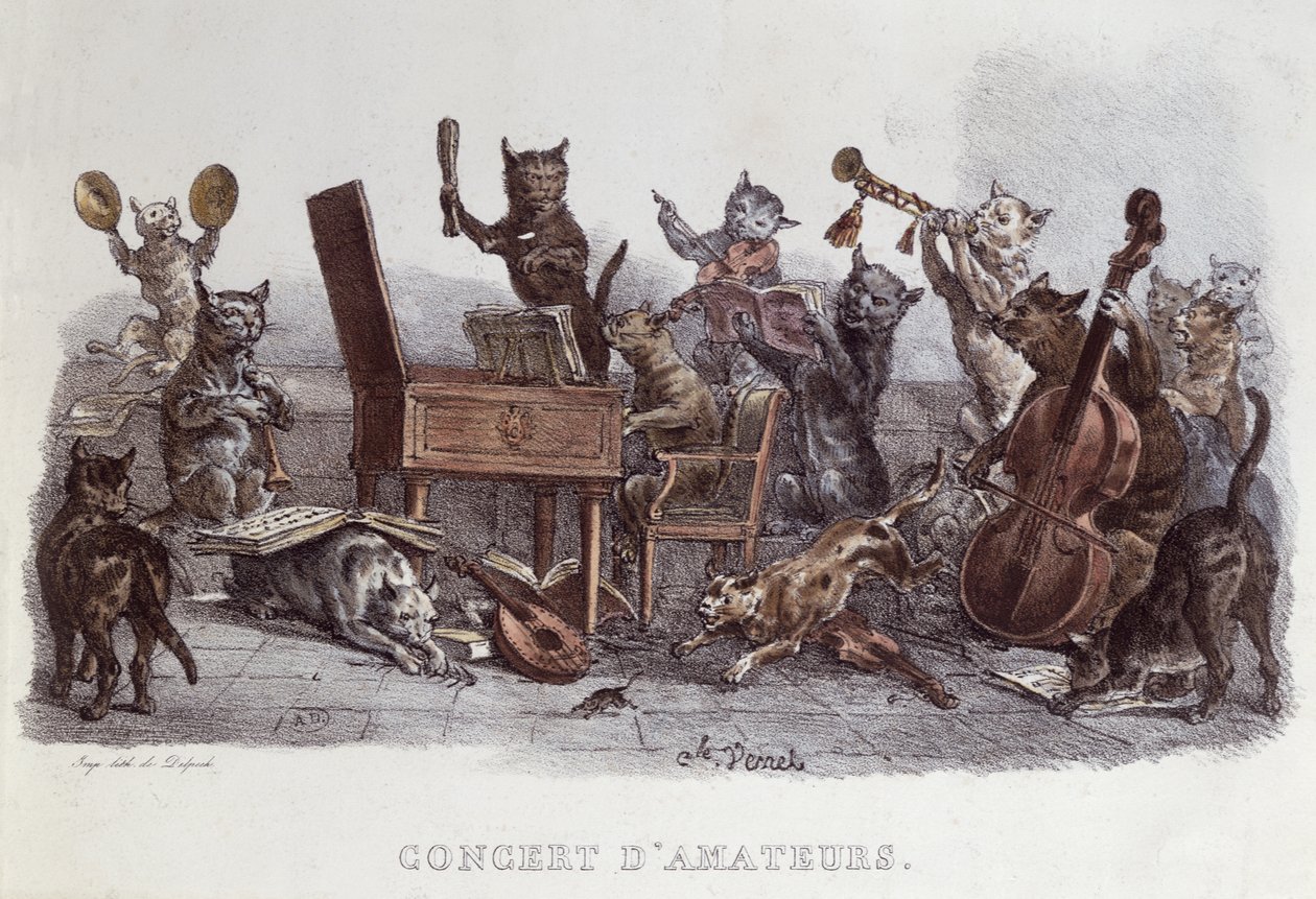 En amatørkonsert, gravert av Francois Seraphin Delpech (1778-1825) ca. 1820 av Carle Vernet