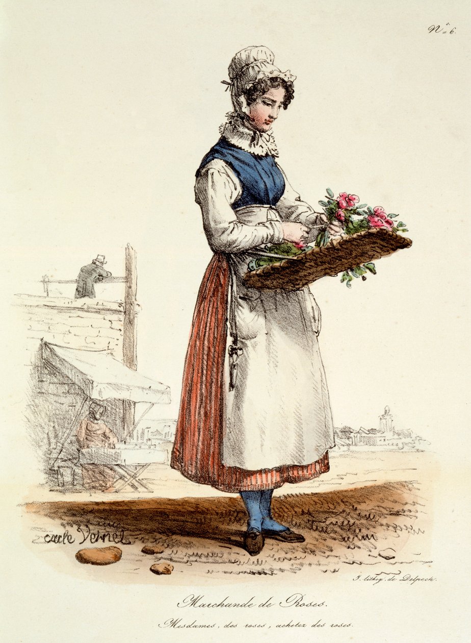 Parisian Rose Seller, trykk laget av Delpech, 1820 av Carle Vernet