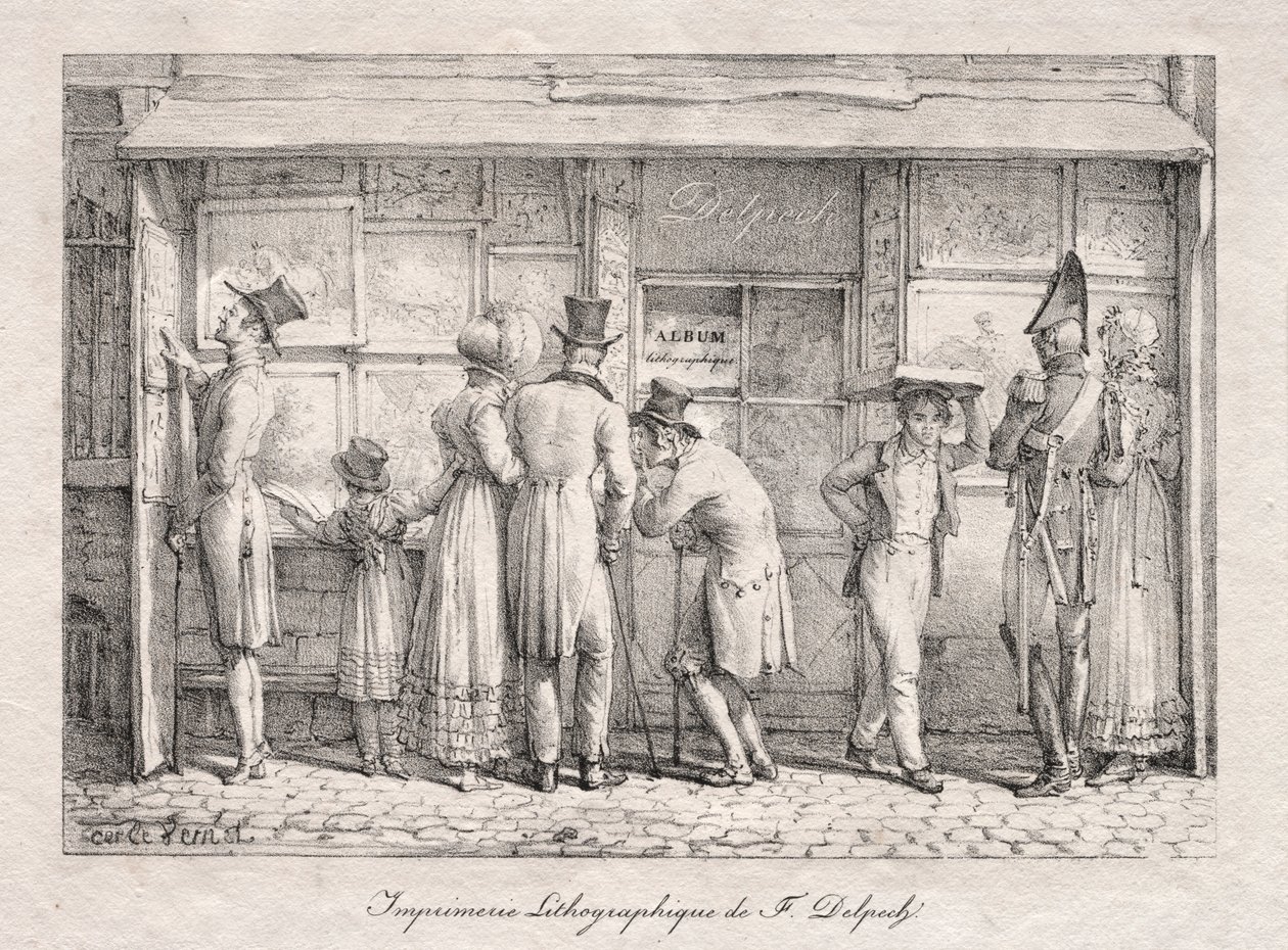 Delpech Lithographic Print Shop, ca. 1818. av Carle Vernet