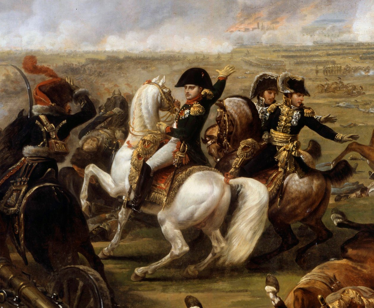 Keiser Napoleon I (1769-1821) i slaget ved Wagram den 5/07/1809 detalj av maleriet av Antoine Carle Vernet (1758-1836) Boissy saint Leger fra 1800-tallet, Chateau de Grosbois av Carle Vernet