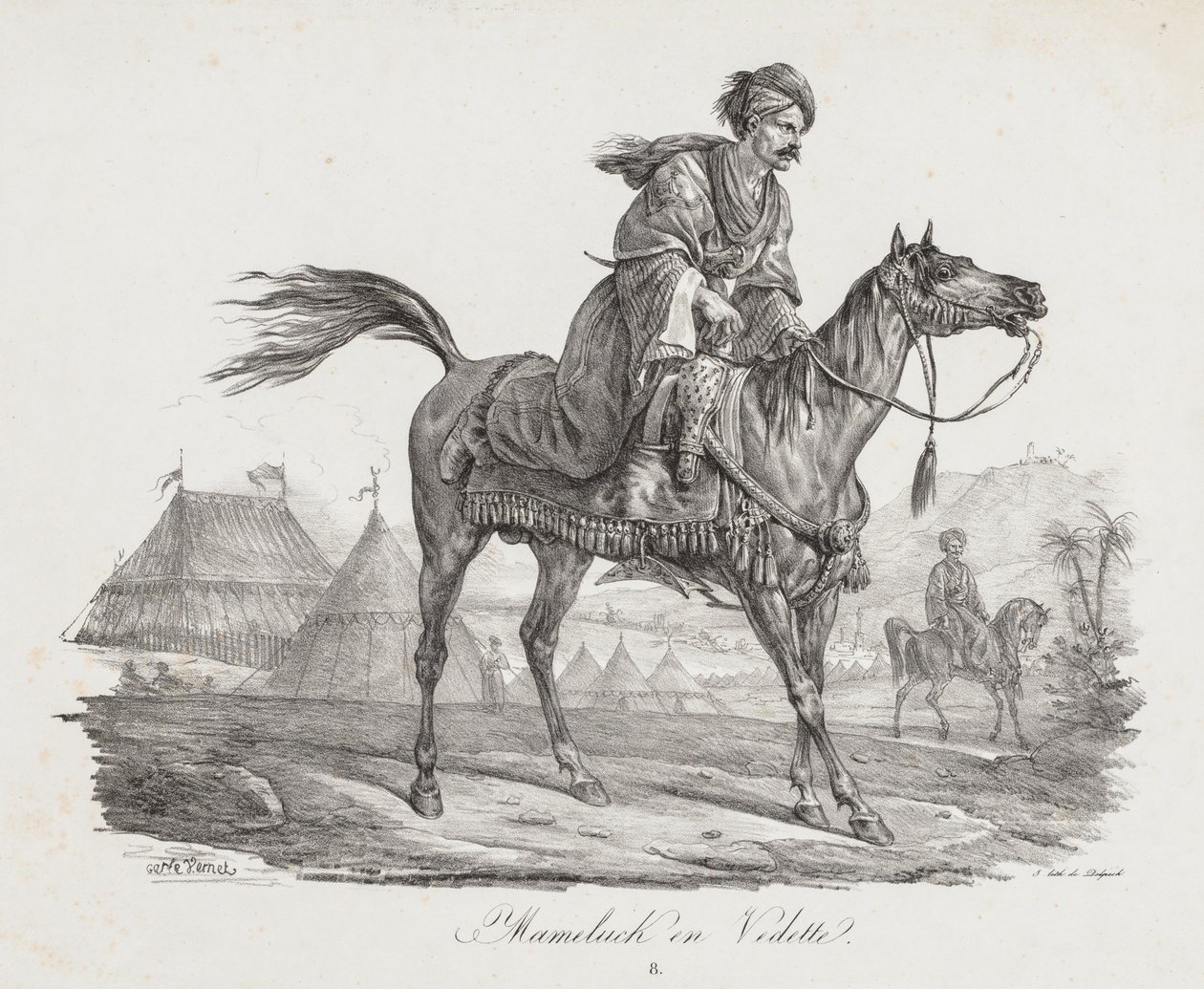 Stor suite med hester: Mounted Mamelucke, ca. 1818. av Carle Vernet