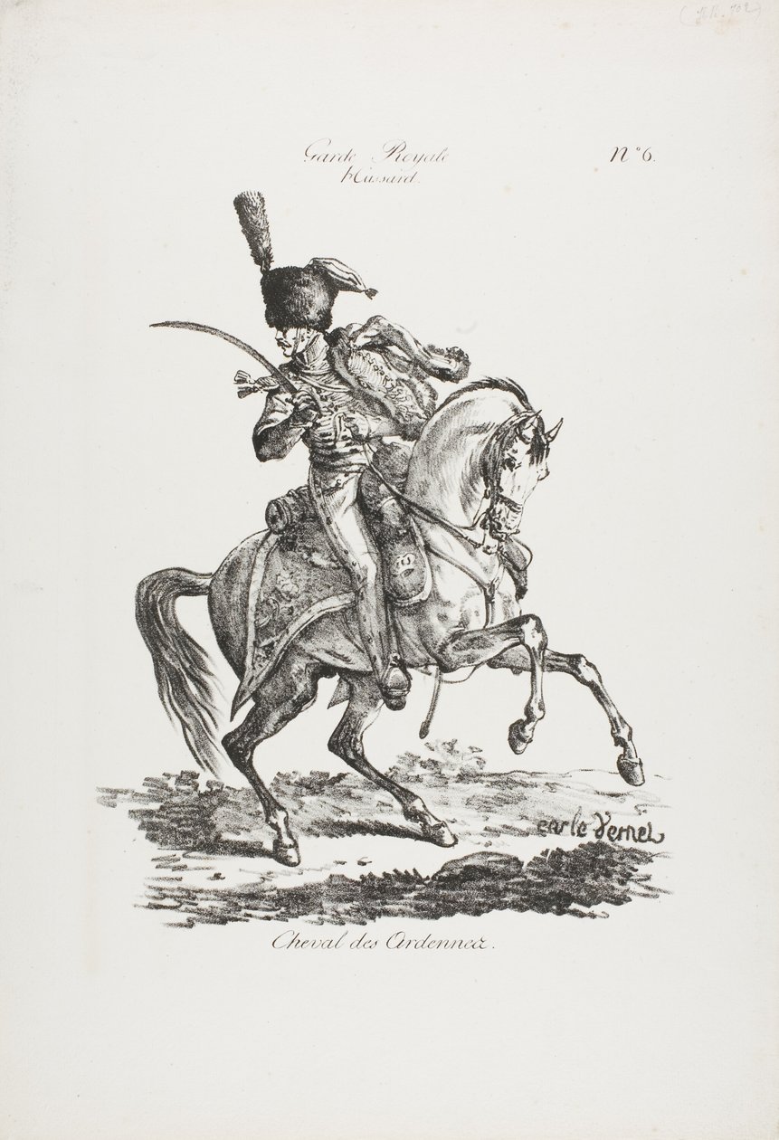 Royal Guard, Mounted Hussard og Hest nr. 6 av Carle Vernet