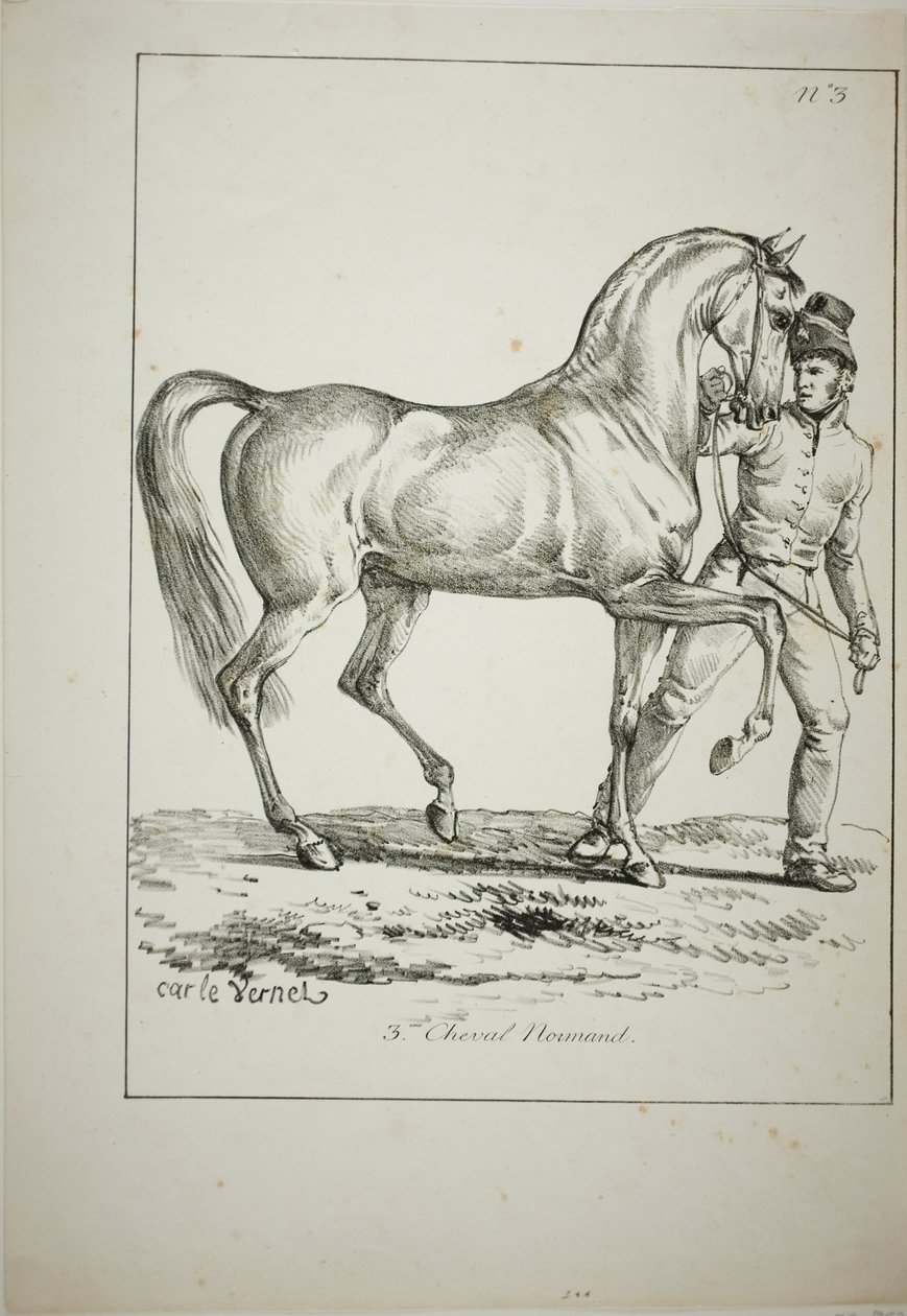 Royal Guard, Norman Cavalier, ikke i full kjole, og hest, nr. 3 av Carle Vernet