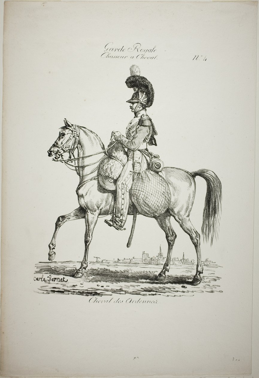 Royal Guard, Norman Mounted Light Infantryman and Horse, nr. 4 av Carle Vernet