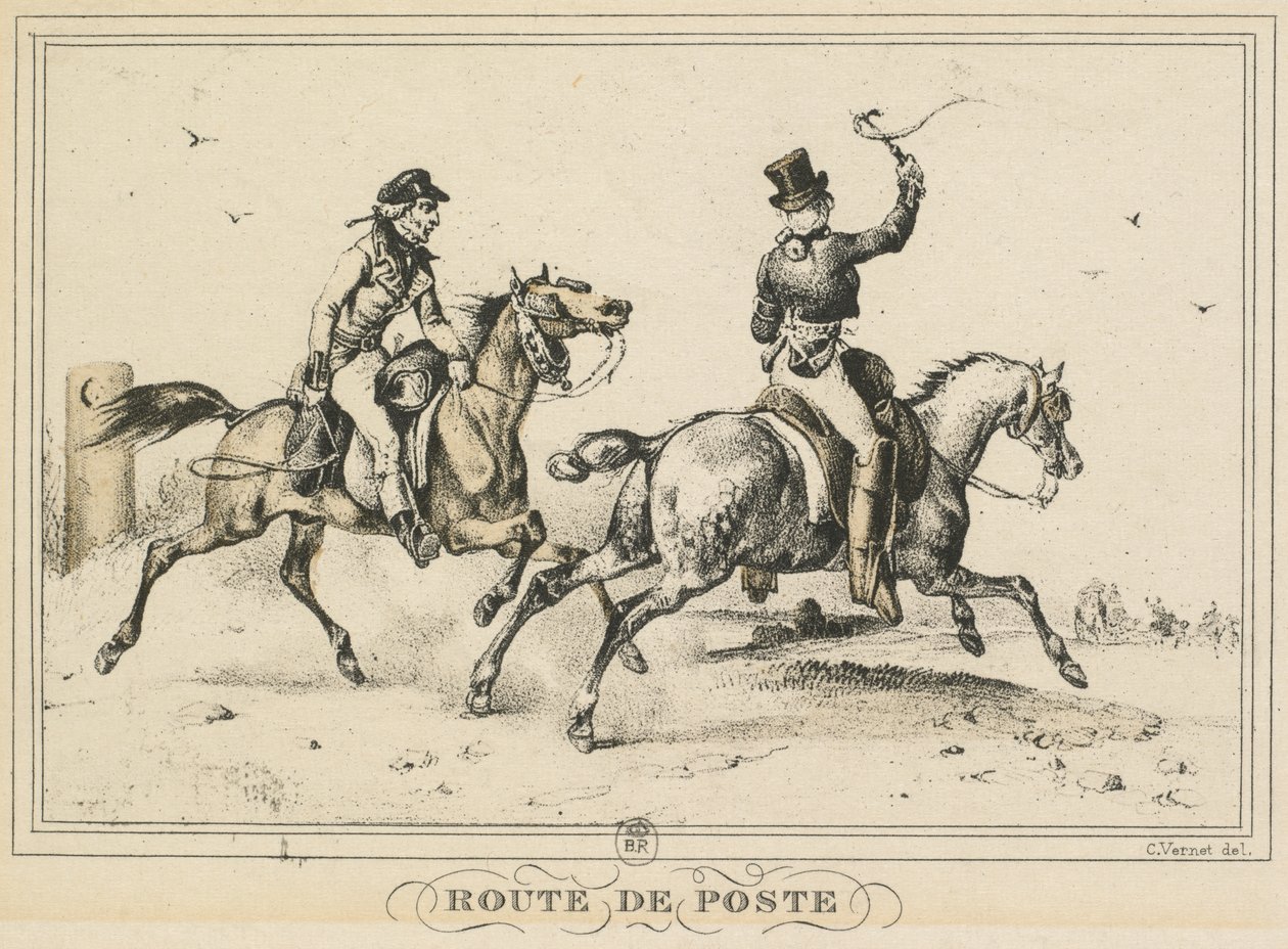 Scener av dagliglivet, veier og stier: Postrute av Carle Vernet