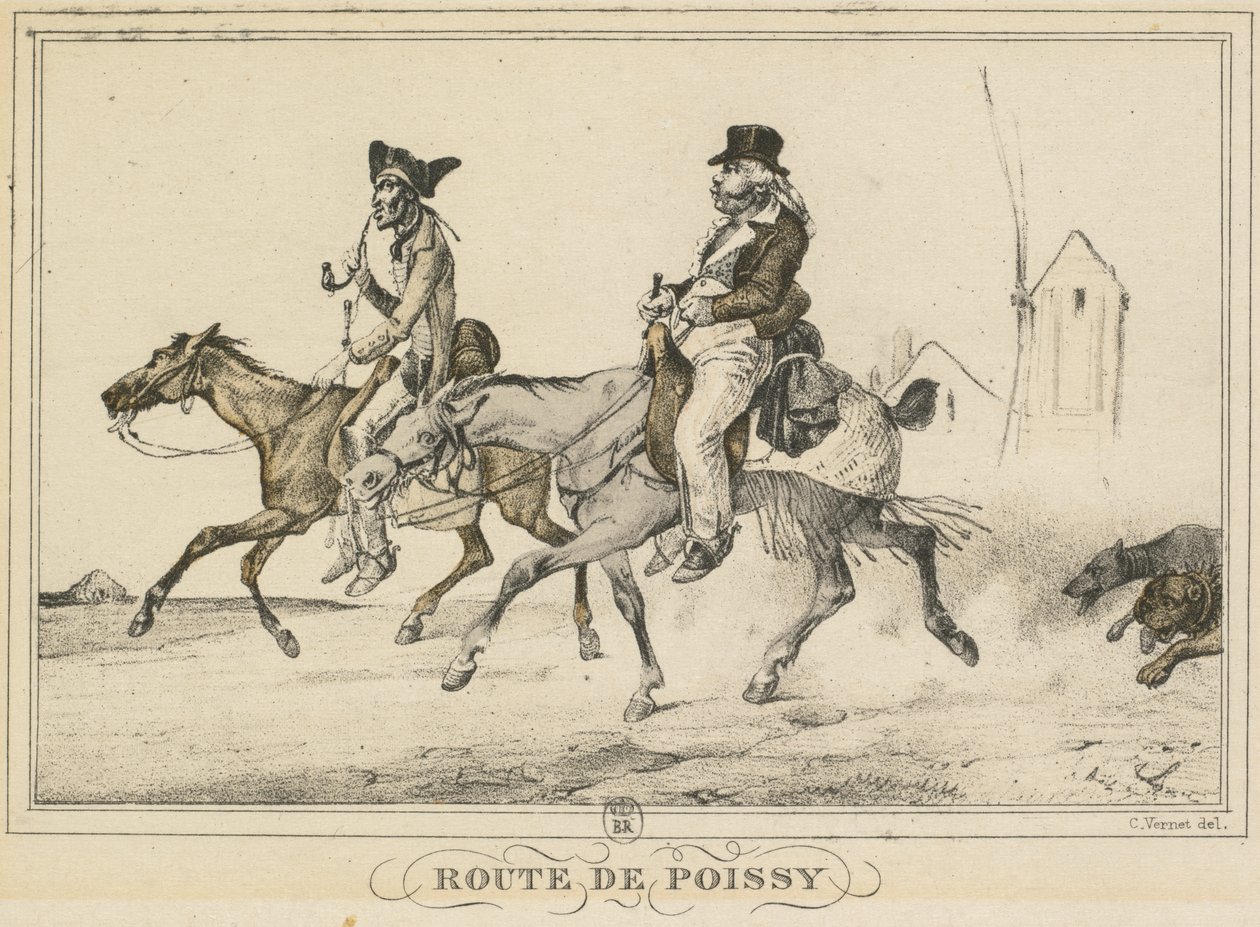 Scener av dagliglivet, veier og stier: Road to Poissy av Carle Vernet
