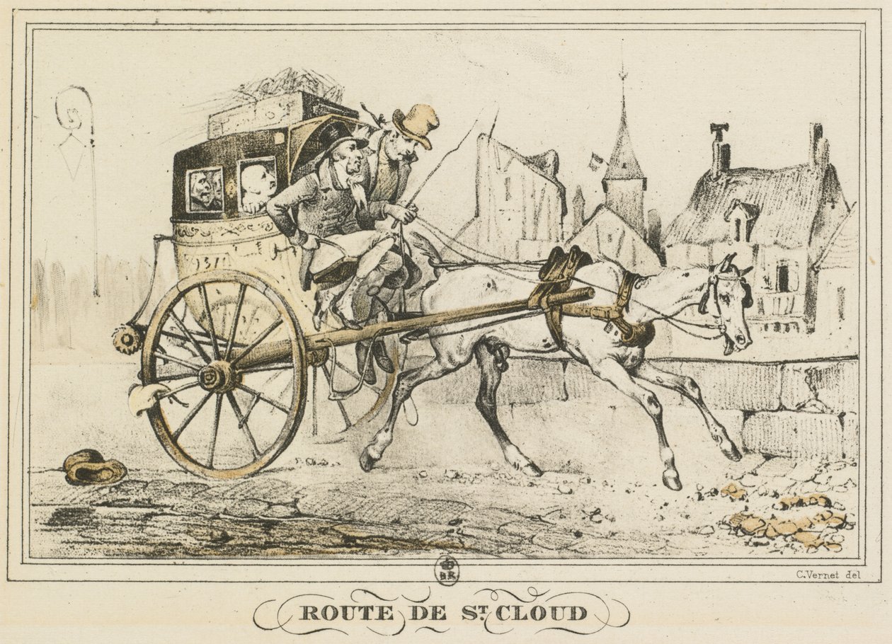 Scener av dagliglivet, veier og stier: Veien til Saint-Cloud av Carle Vernet