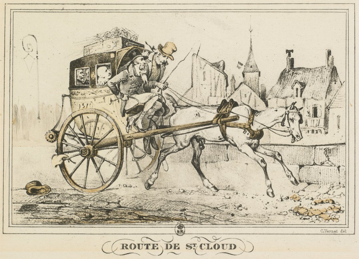 Scener av dagliglivet, veier og stier: Road to Saint-Cloud..., 1816. av Carle Vernet
