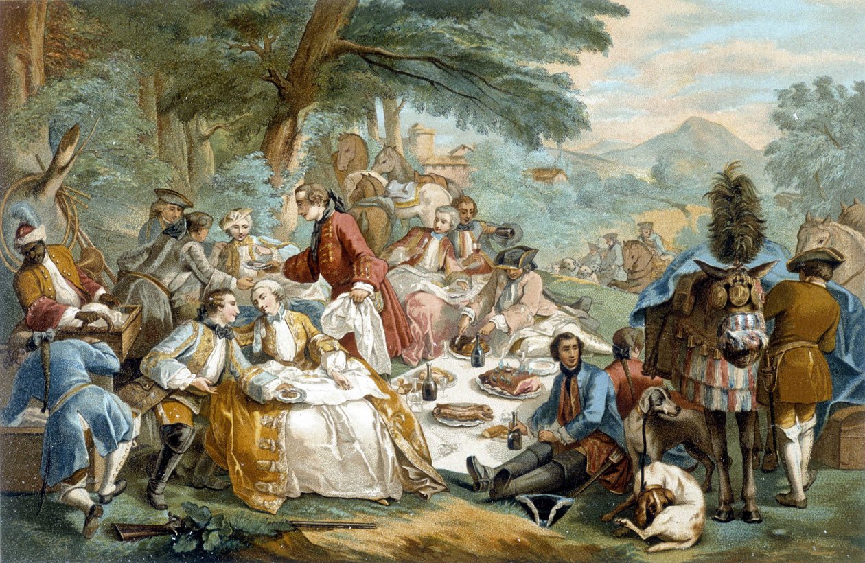 Jaktlunsj - etter Carle Van Loo av Carle van (after) Loo