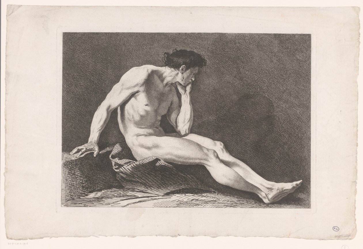 Akademisk studie av sittende naken mann Seks akademiske studier (serietittel) Six figures academiques (serietittel) av Carle van Loo