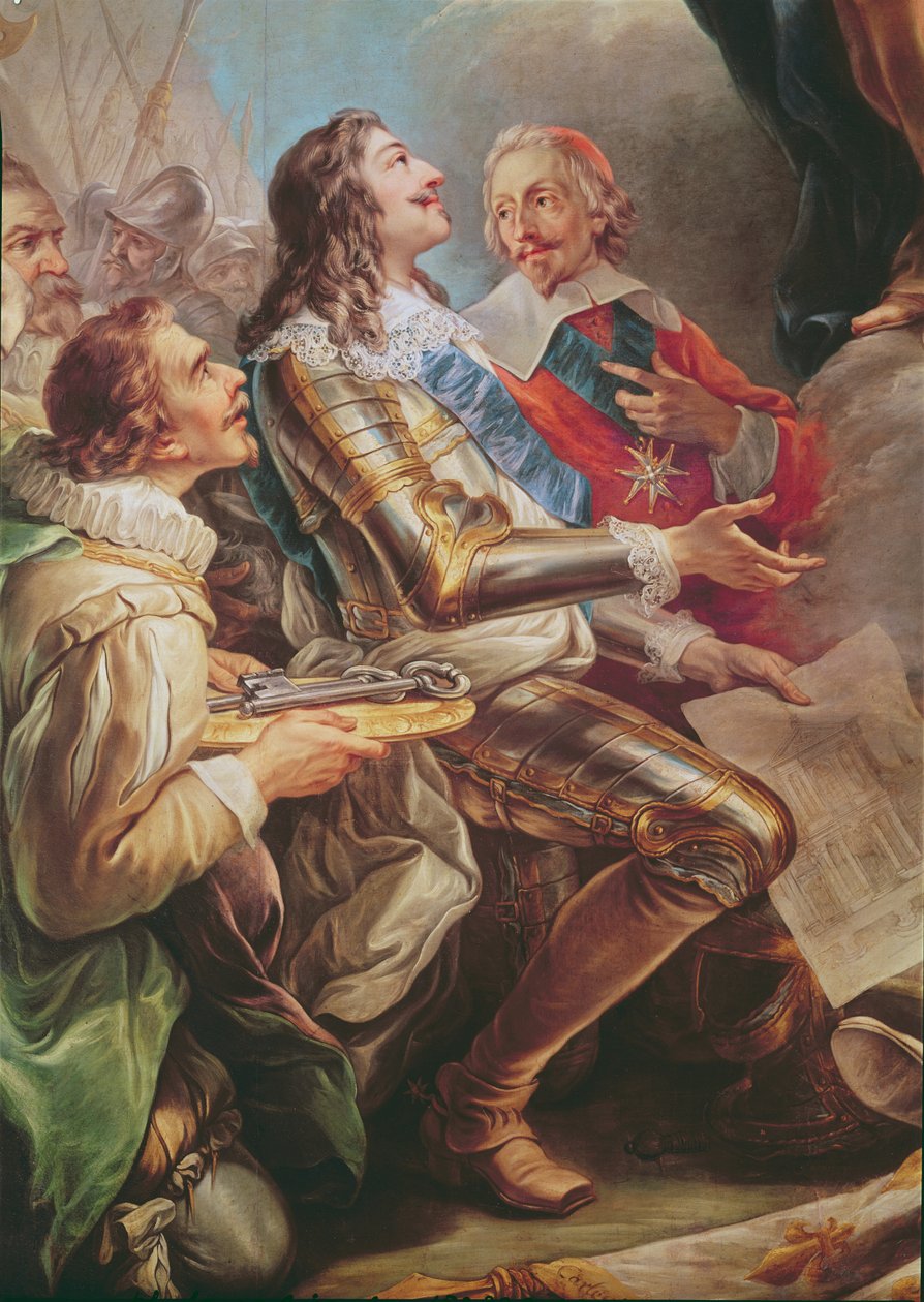 Ludvig XIII (1601-43) dedikerte kirken Notre-Dame-des-Victoires til jomfruen i 1629, detalj om Ludvig XIII og kardinal Richelieu (1581-1642) 1748-53 av Carle van Loo