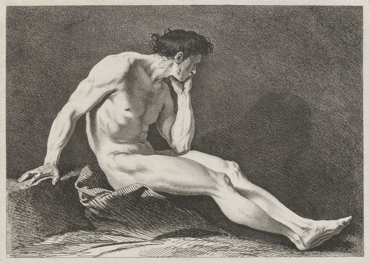 Sittende mann med hodet i hånden av Carle van Loo