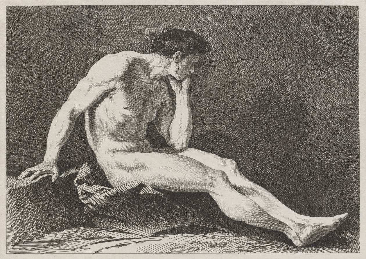 Sittende mann med hodet i hånden av Carle van Loo