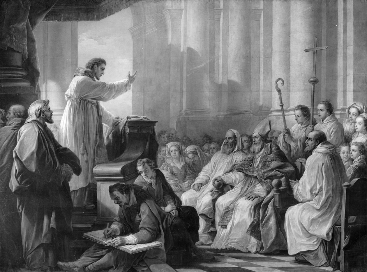 St. Augustin forkynner for Valere, biskop av Hippo av Carle van Loo