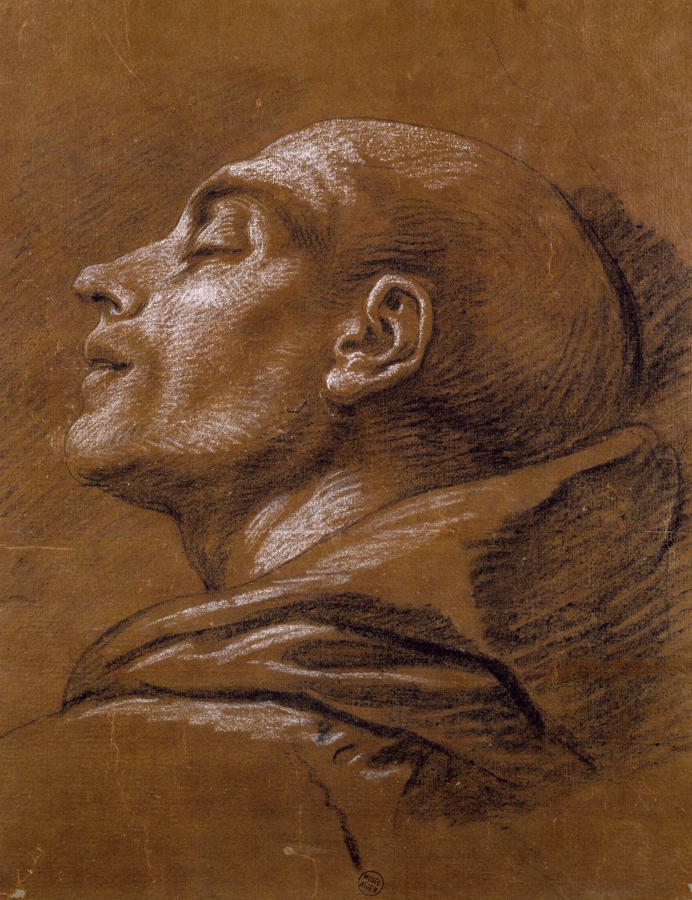 Studie, av Carle van Loo (1705-1765), sangvinsk tegning av Carle van Loo