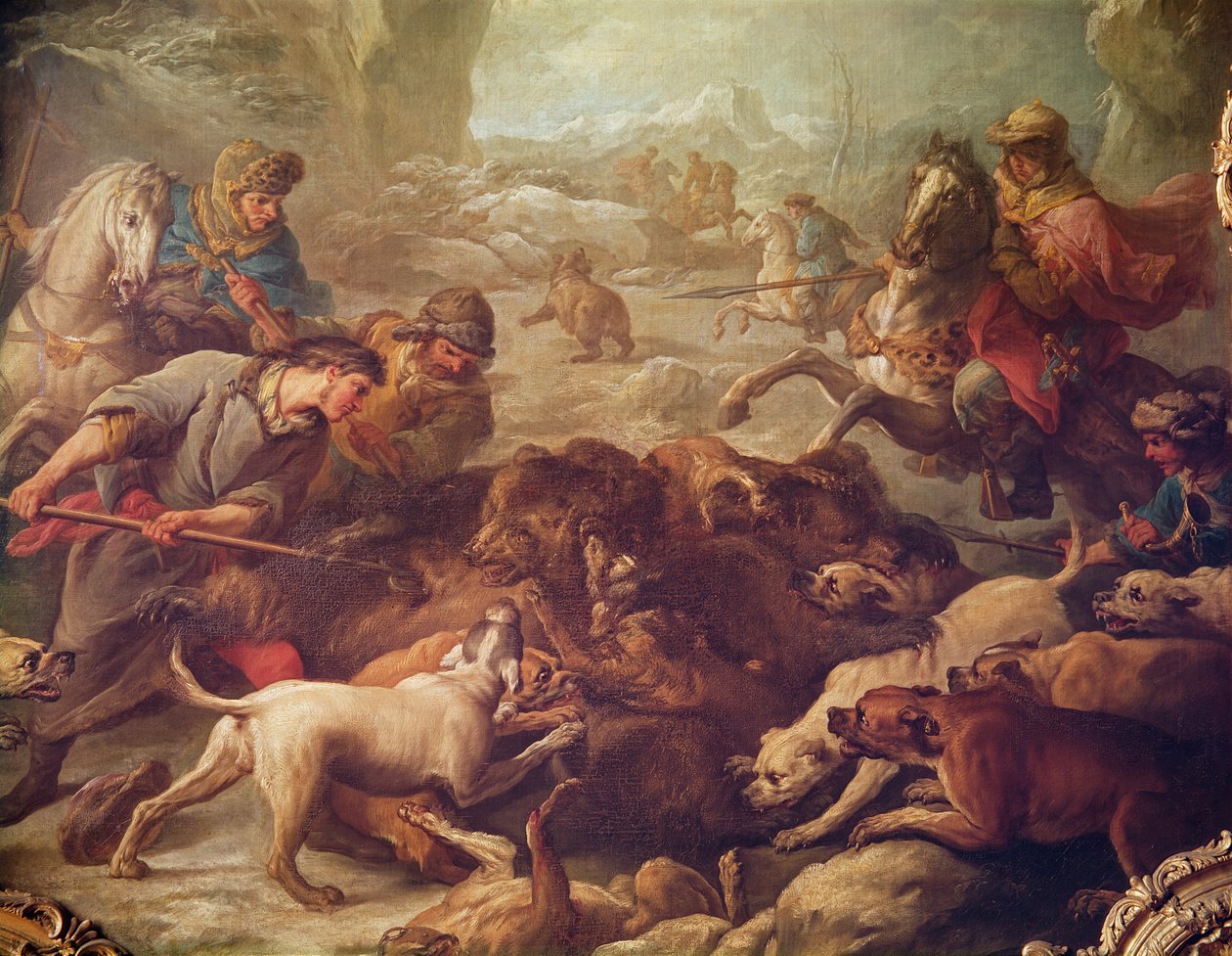 The Bear Hunt (olje på lerret) av Carle van Loo