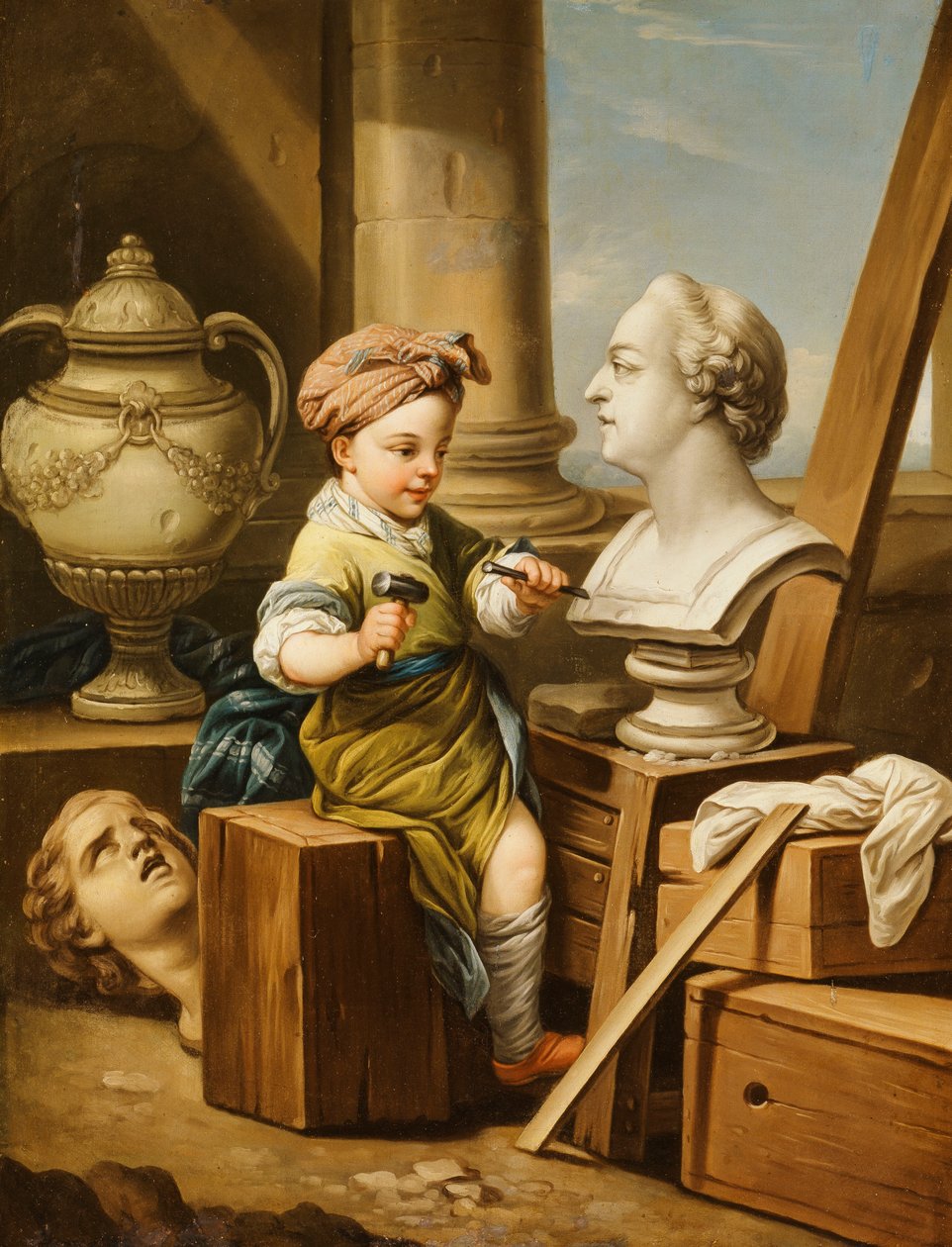 De fire kunstene - Skulptur, av Carle van Loo