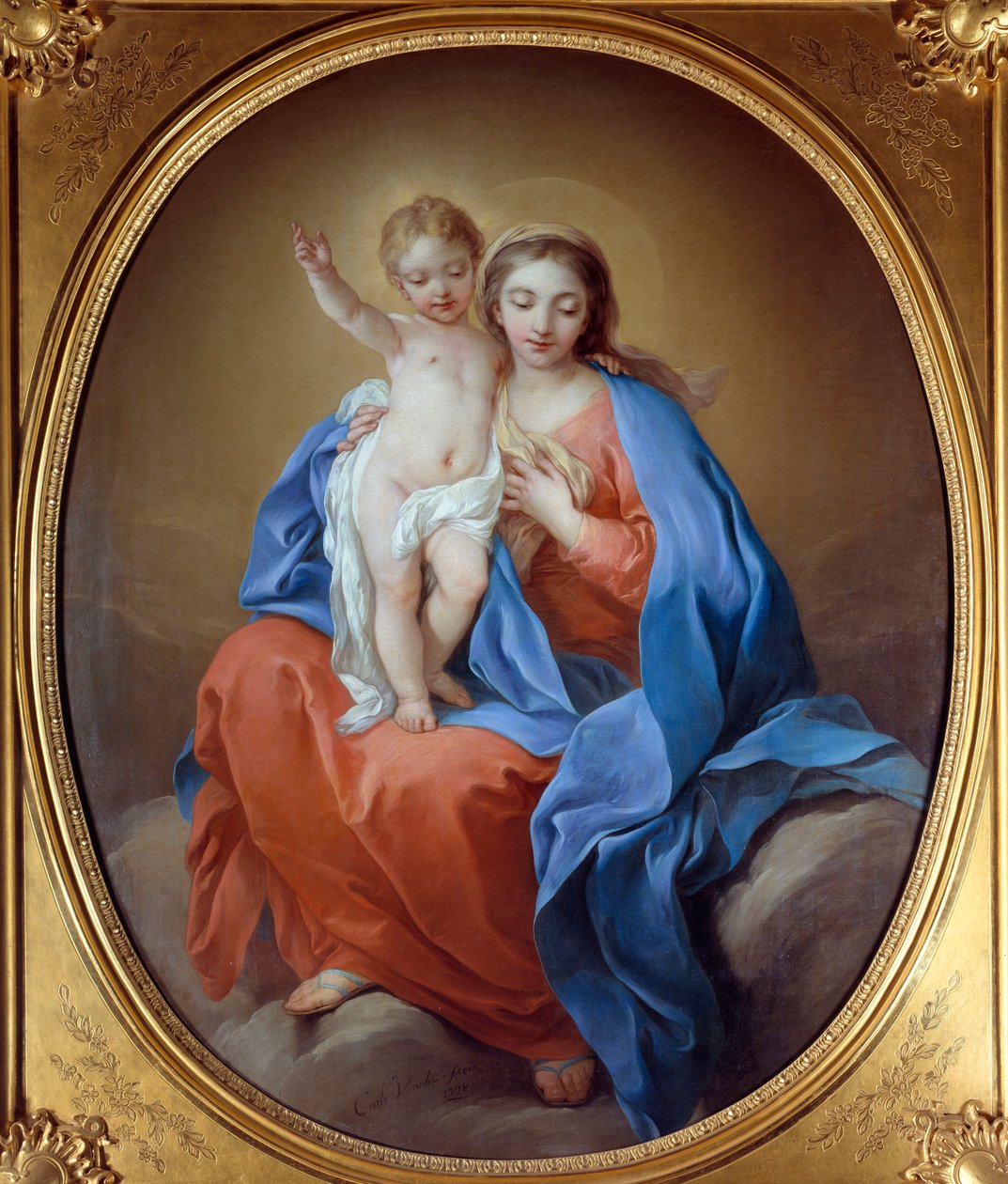 Jomfruen og Jesusbarnet. Olje på lerret. Maleri av Carle Van Loo (1705 - 1765) av Carle van Loo