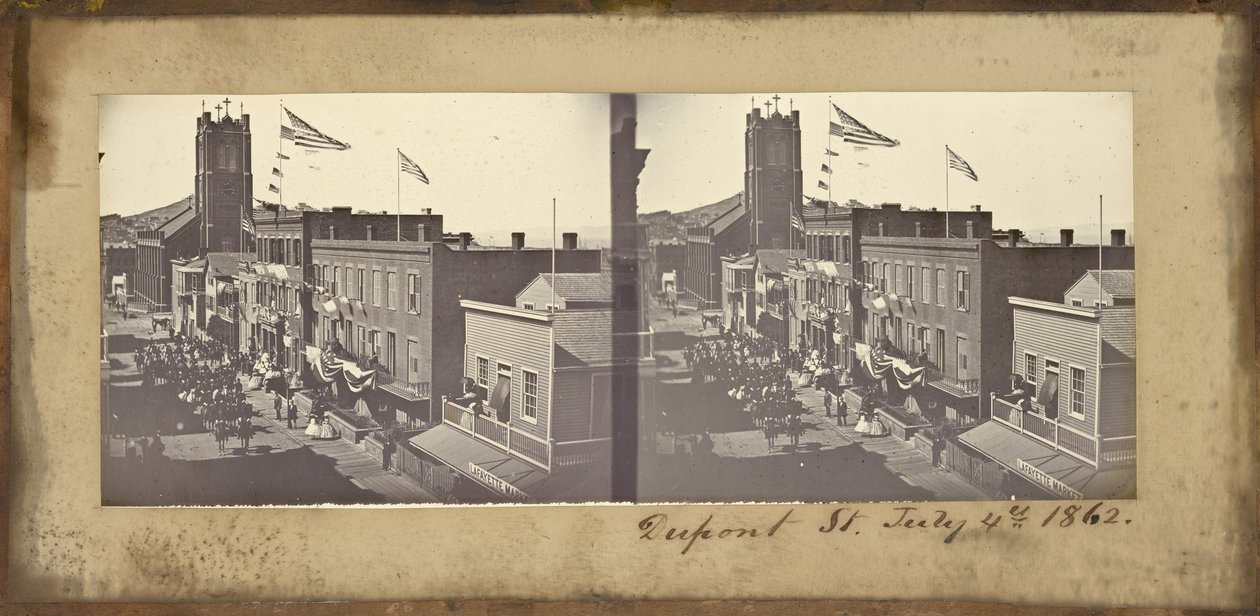(Dupont Street, 4. juli 1862) av Carleton E. Watkins