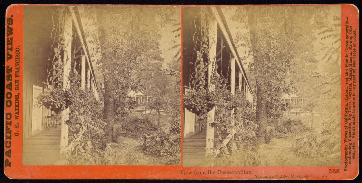 Utsikt fra Cosmopolitan. Yosemite Valley, Mariposa County. Ca. av Carleton E. Watkins