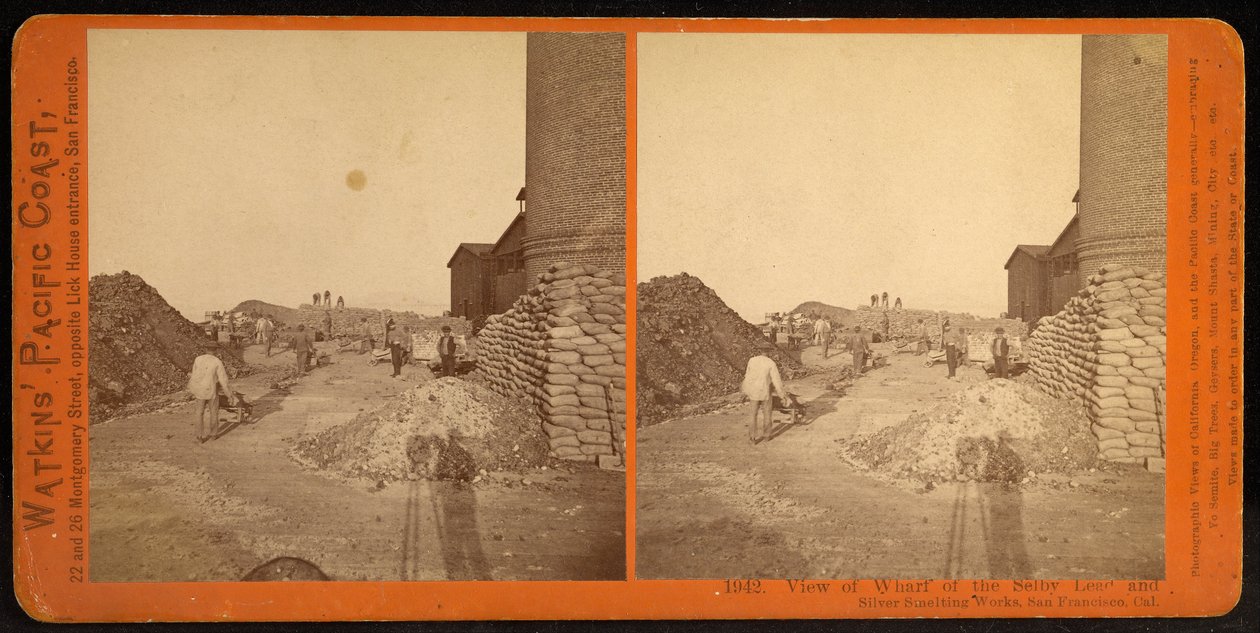 Utsikt over Wharf of the Selby Lead and Silver Smelting Works, San Francisco, Cal. av Carleton E. Watkins
