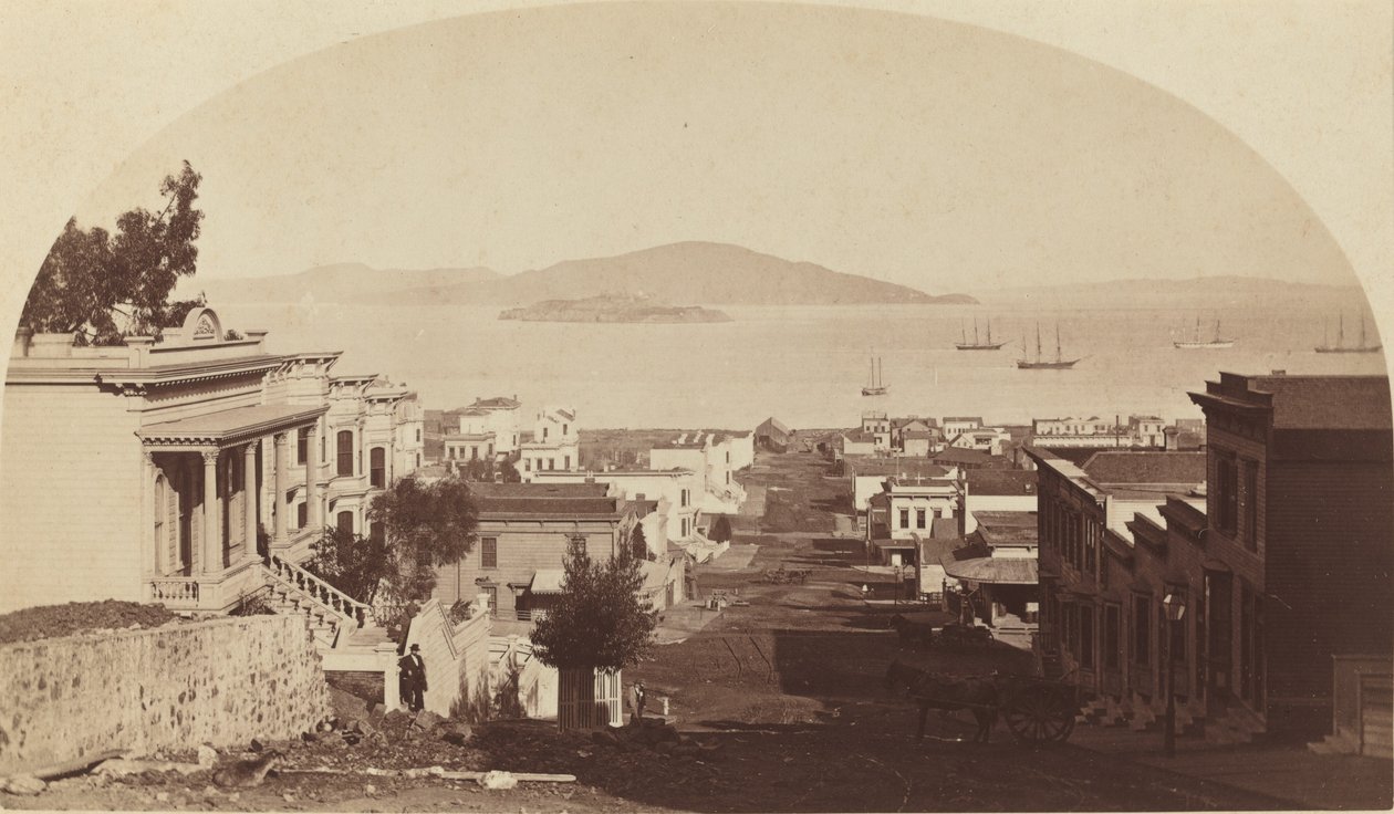 Alcatraz Island og San Francisco Bay, ser nordover av Carleton E. Watkins