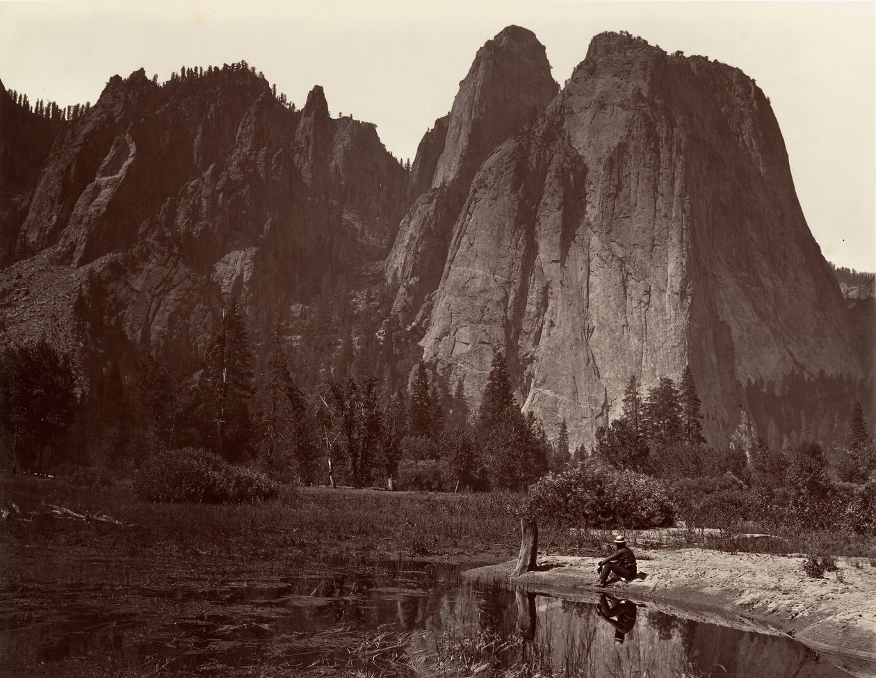 Cathedral Rocks, Yosemite, ca. 1872, trykt ca. 1876. av Carleton E. Watkins.