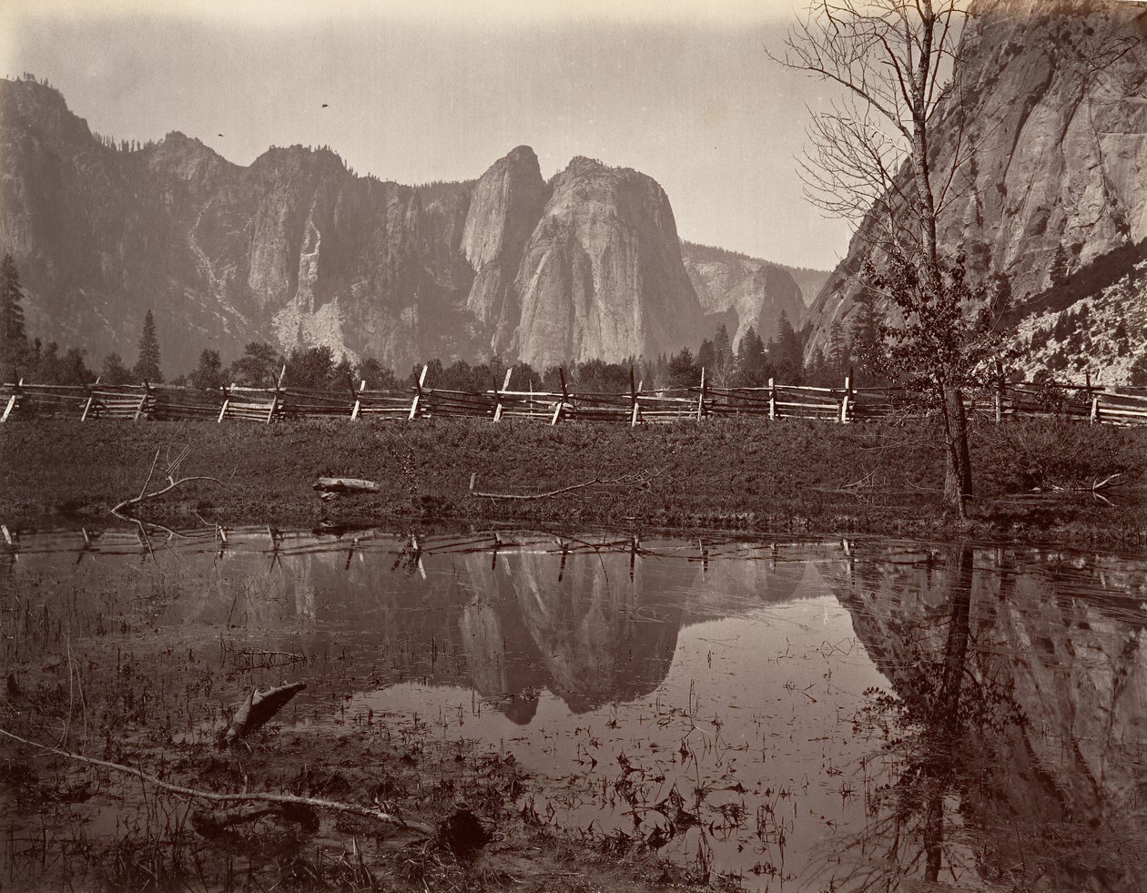 Cathedral Rocks, Yosemite, ca. 1872, trykt ca. 1876. av Carleton E. Watkins.