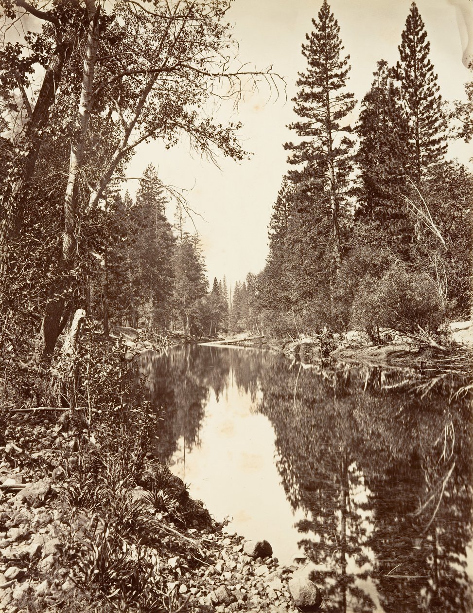Merced River, Yosemite, ca. 1872, trykt ca. 1876. av Carleton E. Watkins.