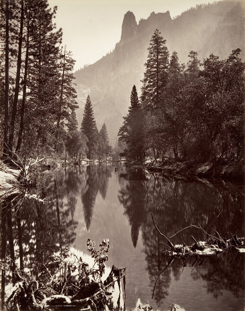Mirror View of Sentinel Rock, Yosemite, ca. 1872, printed ca. 1876.    1156002   no       norwegian Successfully Translated  Original: Man in Black, 182040. Translat: Man in Black, 182040. 1205534 no norwegian Successfully Translated Original: Luitpold Pri av Carleton E. Watkins.
