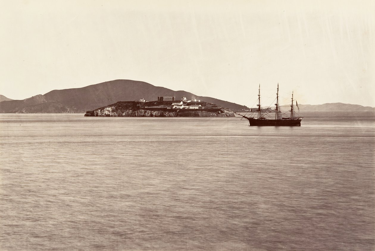 Alcatraz Island, San Francisco, 1868-69, trykt ca. 1876. av Carleton Emmons Watkins