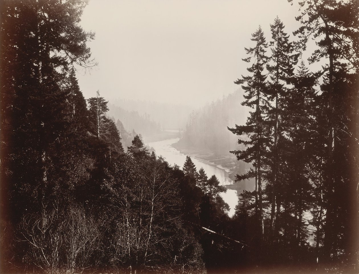 Big River, fra Rancherie, Mendocino, California, 1863. av Carleton Emmons Watkins
