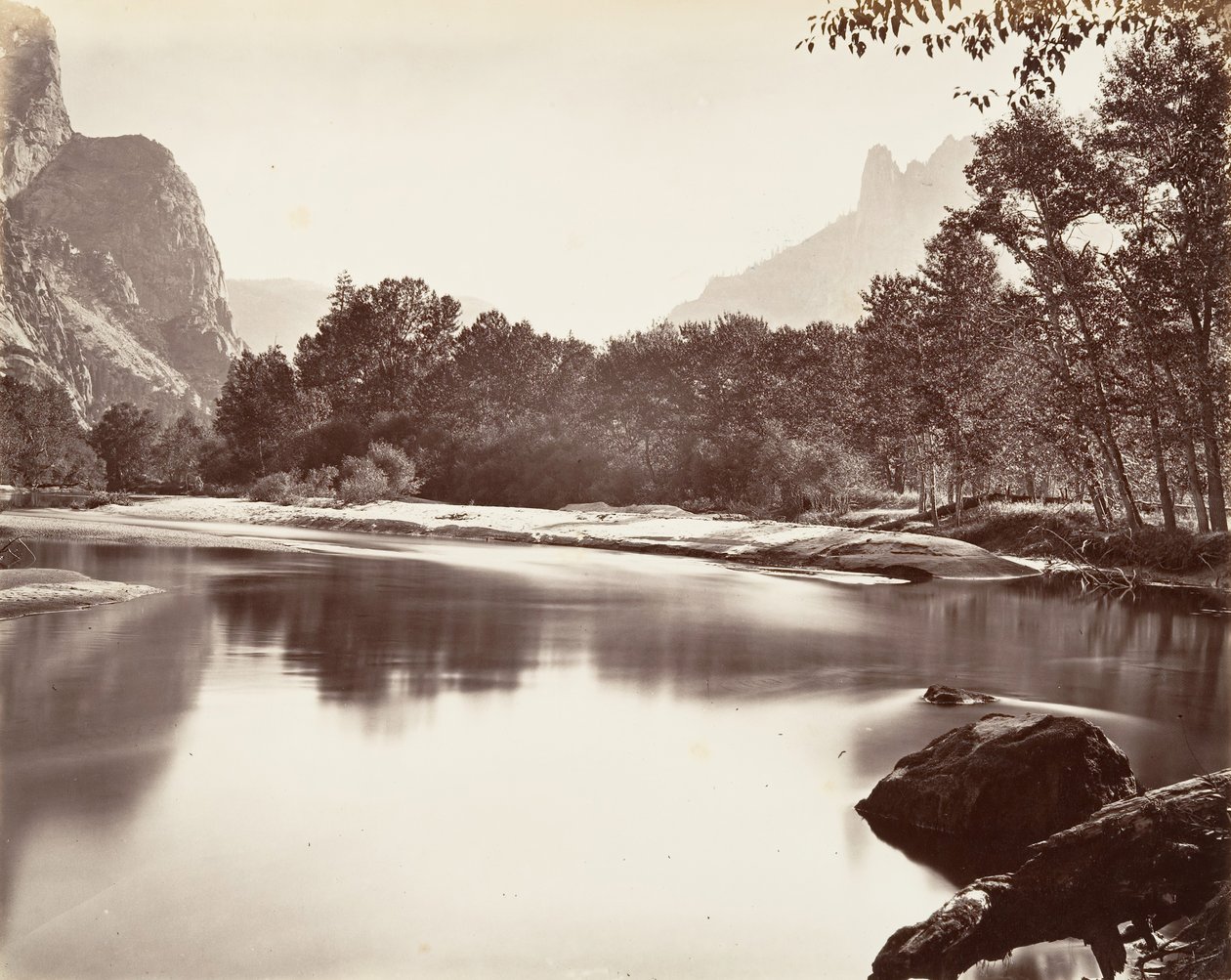 Ser opp Yosemite Valley, ca. 1872, trykt ca. 1876. av Carleton Emmons Watkins
