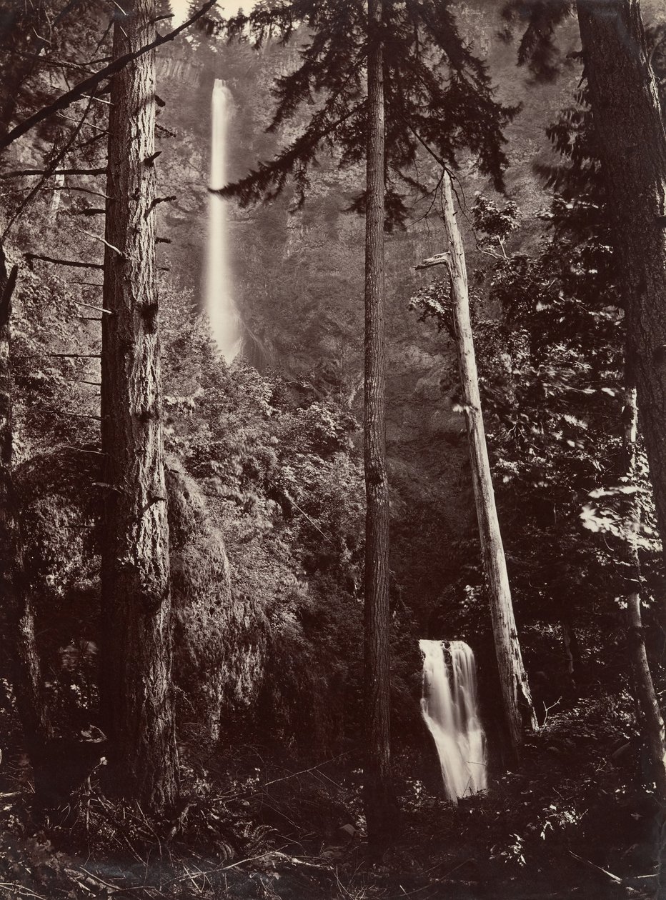 Multnomah Falls, Oregon, 1867, trykt senere. av Carleton Emmons Watkins