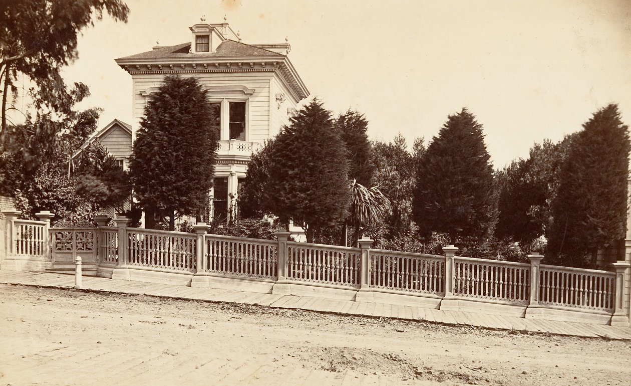 Residens til Charles Bernard. 312 Oak Street, San Francisco, California, ca. 1876. av Carleton Emmons Watkins