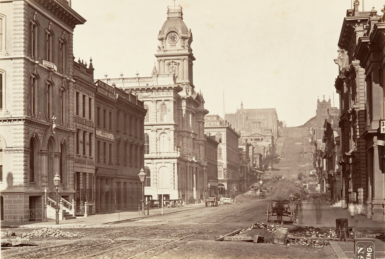 South Side of California Street, 1864, trykt ca. 1876. av Carleton Emmons Watkins